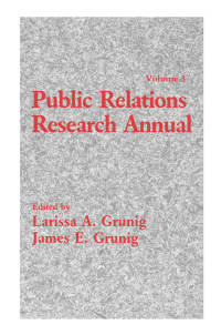 Cover image: Public Relations Research Annual 1st edition 9780415515580