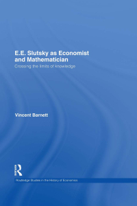 Cover image: E.E. Slutsky as Economist and Mathematician 1st edition 9781138807808