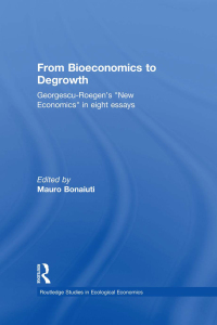 Cover image: From Bioeconomics to Degrowth 1st edition 9780415587006