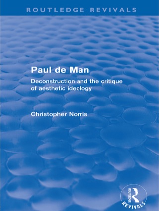 Cover image: Paul de Man (Routledge Revivals) 1st edition 9780415579247