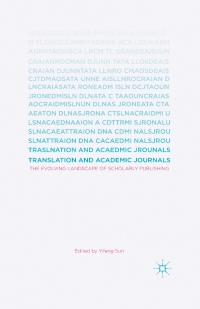 Cover image: Translation and Academic Journals 9781137522085