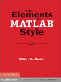 Cover image: The Elements of MATLAB Style 1st edition 9780521732581