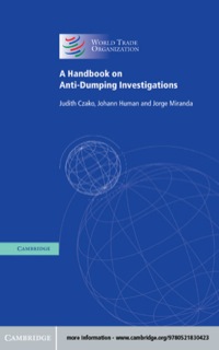 Cover image: A Handbook on Anti-Dumping Investigations 1st edition 9780521830423