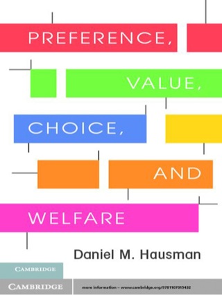 Cover image: Preference, Value, Choice, and Welfare 1st edition 9781107015432