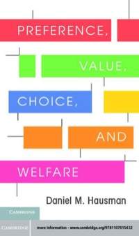 Imagen de portada: Preference, Value, Choice, and Welfare 9781107015432