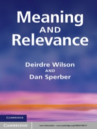 Cover image: Meaning and Relevance 1st edition 9780521766777