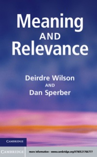 Cover image: Meaning and Relevance 9780521766777