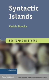 Cover image: Syntactic Islands 1st edition 9780521191463