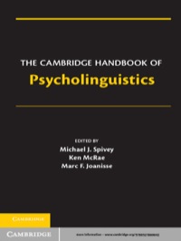 Imagen de portada: The Cambridge Handbook of Psycholinguistics 1st edition 9780521860642