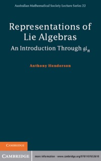 Imagen de portada: Representations of Lie Algebras 1st edition 9781107653610