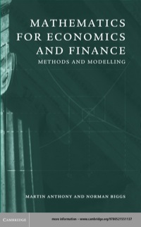 Cover image: Mathematics for Economics and Finance 1st edition 9780521559133