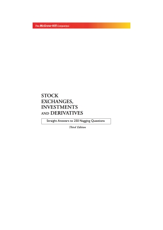 Omslagafbeelding: Stock Exchanges, Investments And Derivatives: Straight Answers To 250 Nagging Qu 9780070621114