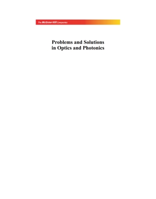 Cover image: Problems And Solutions In Optics & Photonics 9780071072663