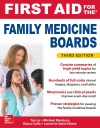 Cover image: First Aid for the Family Medicine Boards, Third Edition 3rd edition 9781259835018