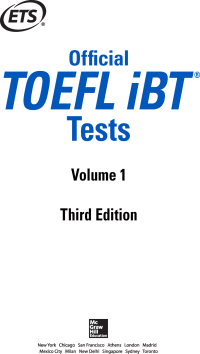 Cover image: Official TOEFL iBT Tests Volume 1, Third Edition 3rd edition 9781260441000