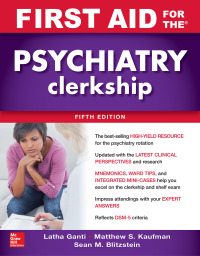 Imagen de portada: First Aid for the Psychiatry Clerkship, Fifth Edition 5th edition 9781260143393