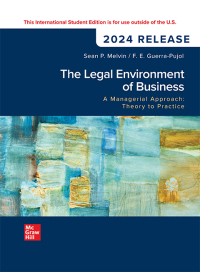 Cover image: The Legal Environment of Business, A Managerial Approach: Theory to Practice: 2024 Release ISE 5th edition 9781264513772