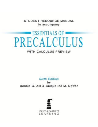 Imagen de portada: Student Resource Manual to Accompany Essentials of Precalculus with Calculus Previews 6th edition 9781284066975