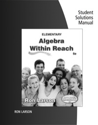 Cover image: Student Solutions Manual for Larson's Elementary Algebra: Algebra within Reach, 6th 6th edition 9781285786131