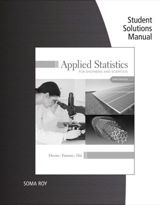 Cover image: Student Solutions Manual for Devore/Farnum/Doi's Applied Statistics for Engineers and Scientists 3rd edition 9781133492184