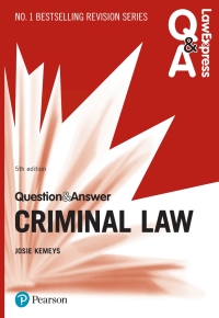 Cover image: Law Express Question and Answer: Criminal Law 5th edition 9781292259079