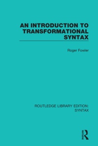Cover image: An Introduction to Transformational Syntax 1st edition 9781138207639