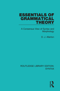 Imagen de portada: Essentials of Grammatical Theory 1st edition 9781138698079