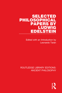 Imagen de portada: Selected Philosophical Papers by Ludwig Edelstein 1st edition 9781138697317