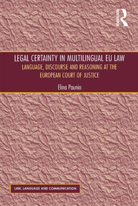 Imagen de portada: Legal Certainty in Multilingual EU Law 1st edition 9780367601218