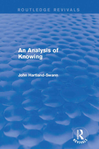 Cover image: An Analysis of Knowing 1st edition 9781138923089