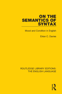 Imagen de portada: On the Semantics of Syntax 1st edition 9781138919440