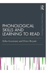 Cover image: Phonological Skills and Learning to Read 1st edition 9781138907454