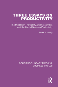 表紙画像: Three Essays on Productivity (RLE: Business Cycles) 1st edition 9781138886285
