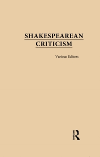Cover image: Shakespearean Criticism 1st edition 9781138849556