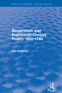 Imagen de portada: Restoration and Eighteenth-Century Poetry 1660-1780 (Routledge Revivals) 1st edition 9781138821163