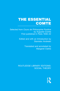 صورة الغلاف: The Essential Comte (RLE Social Theory) 1st edition 9781138786103