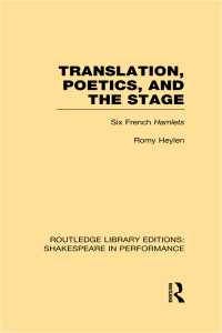 Cover image: Translation, Poetics, and the Stage 1st edition 9781138790865