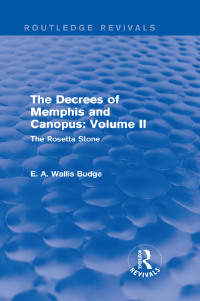Cover image: The Decrees of Memphis and Canopus: Vol. II (Routledge Revivals) 1st edition 9781138789753
