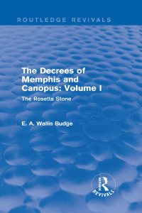 Cover image: The Decrees of Memphis and Canopus: Vol. I (Routledge Revivals) 1st edition 9781138789739