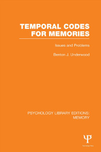 Imagen de portada: Temporal Codes for Memories (PLE: Memory) 1st edition 9781848723856