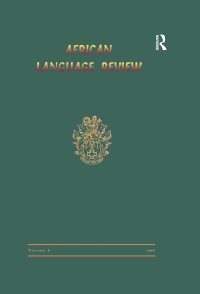 Cover image: African Language Review 1st edition 9781138988354