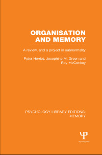 Imagen de portada: Organisation and Memory (PLE: Memory) 1st edition 9781848723603