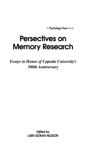 Immagine di copertina: Perspectives on Learning and Memory 1st edition 9780898596281