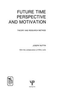Imagen de portada: Future Time Perspective and Motivation 1st edition 9780898596113