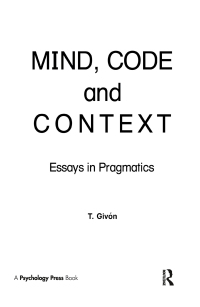 Cover image: Mind, Code and Context 1st edition 9780898596076