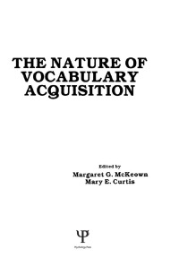 Imagen de portada: The Nature of Vocabulary Acquisition 1st edition 9780898595482