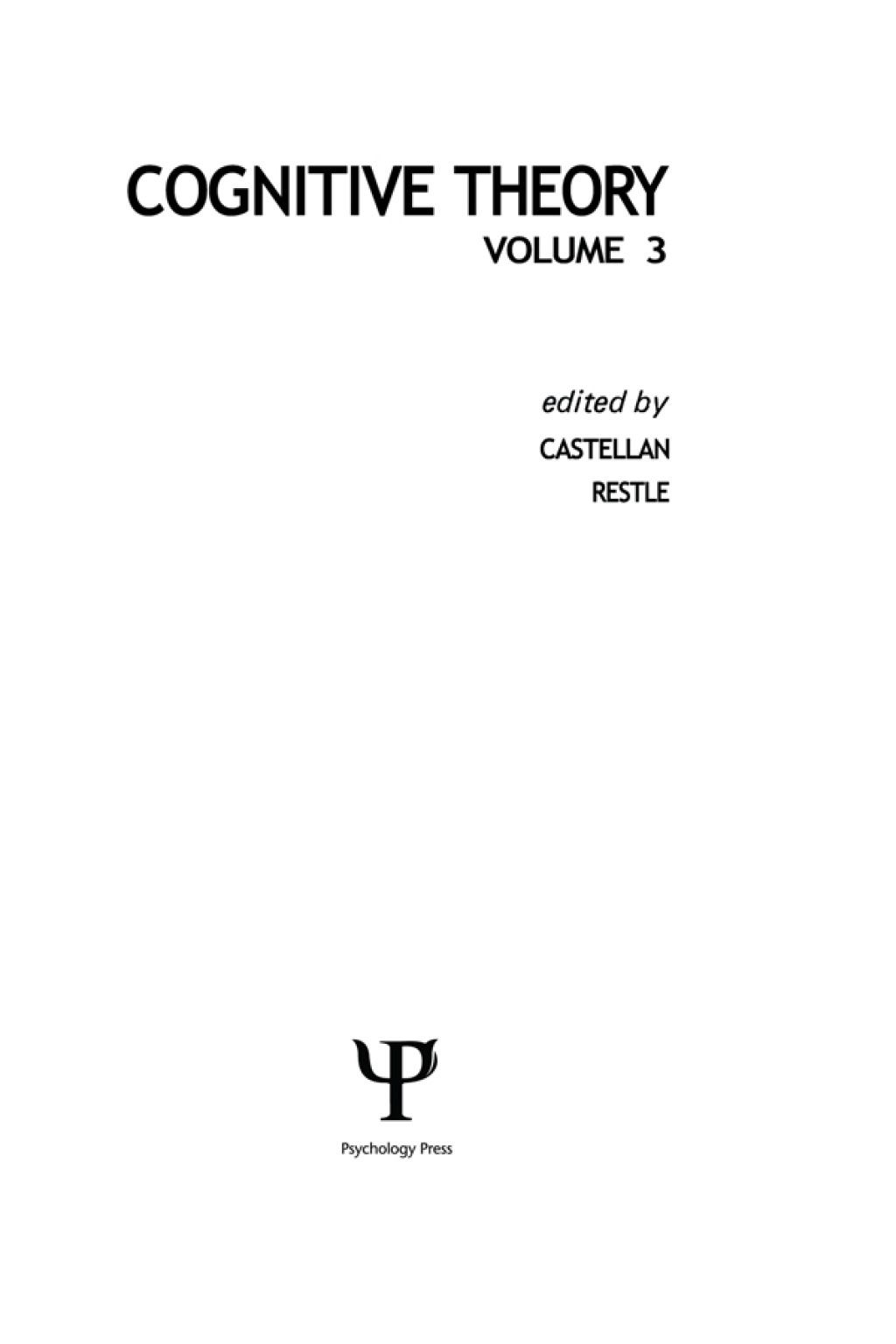 Cognitive Theory Volume 3 1st Edition