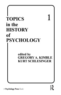 Cover image: Topics in the History of Psychology 1st edition 9780898593112