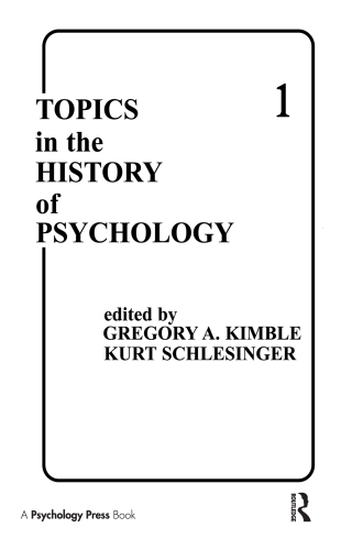 Cover image: Topics in the History of Psychology 1st edition 9780898593112