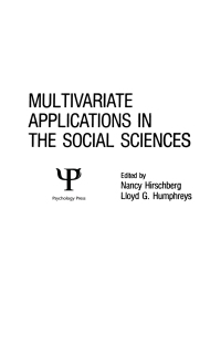 Imagen de portada: Multivariate Applications in the Social Sciences 1st edition 9780898591521
